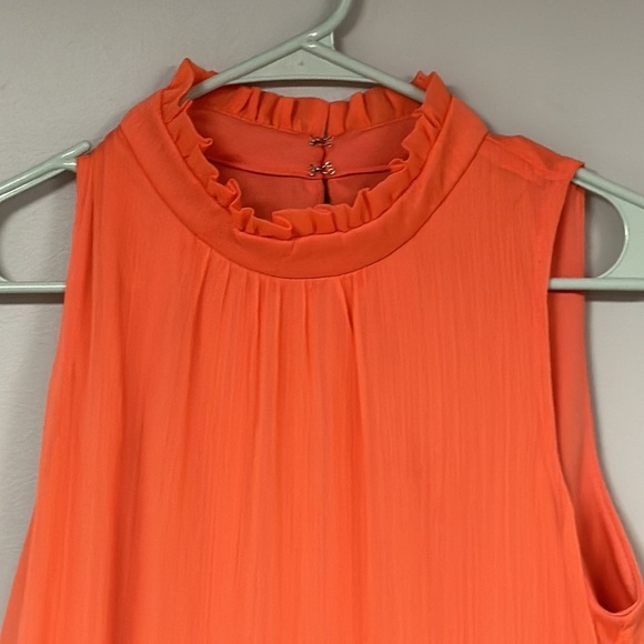 Bleecker 126 Ruffled High Neck Tiered Swing Dress, Medium  orange/salmon - Picture 3 of 11